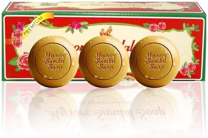 1 X 450G (3 SOAPS) MYSORE SANDAL SOAP - PURE SANDALWOOD OIL- GIFT PACK